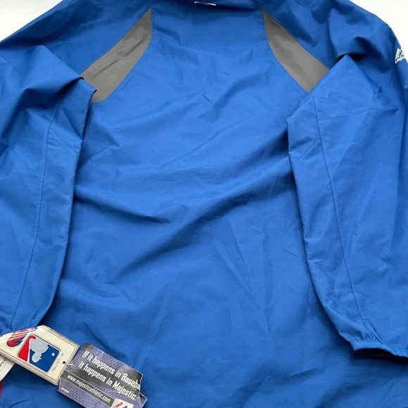 AUTHENTIC MAJESTIC Cool Base Chicago Cubs Windbreaker Size M 1/4 Zip  Blue - Picture 9 of 14